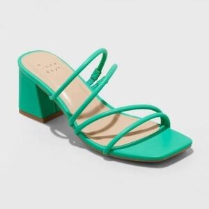 A New Day Green Block Heel Strappy Heels